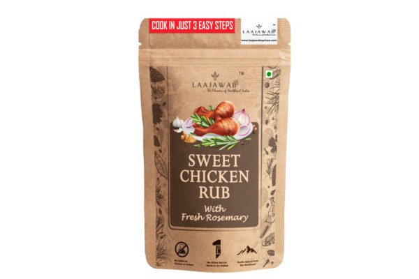 Laajawab Sweet Chicken Rub with Rosemary, Use as Chicken Marinade Powder, No MSG  <h5>Cooks 2.5 Kg Chicken, Low Spicy; 130g</h5>