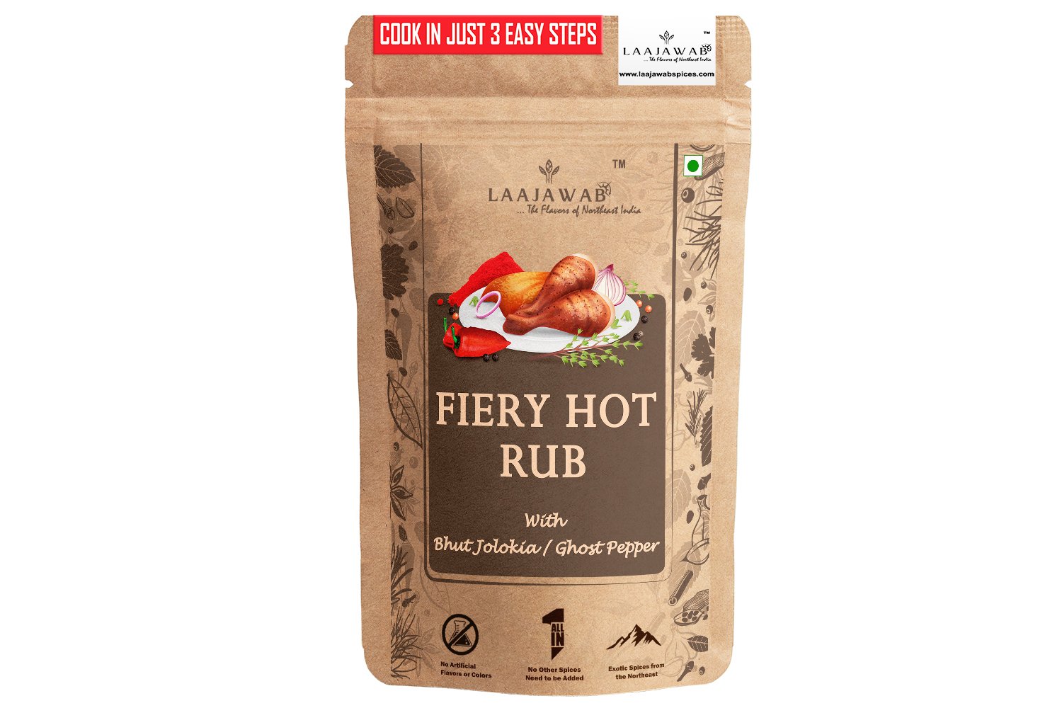 Laajawab Fiery Hot Rub with Bhut Jolokia/Ghost Pepper, Cook in 3 Easy ...